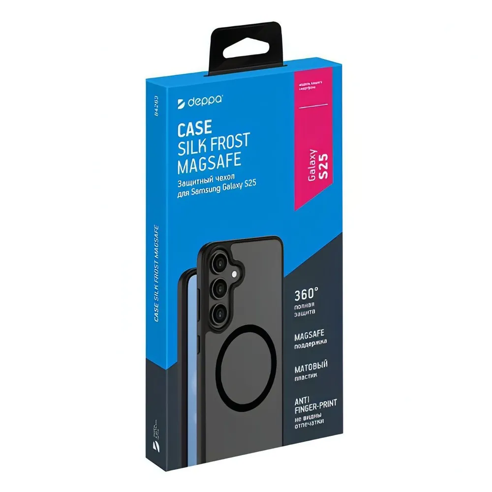 Чехол-накладка Deppa Silk Frost Magsafe (D-84263) для Samsung Galaxy S25 пластиковый матовый (черный)
Чехол-накладка Deppa Silk Frost Magsafe (D-84263) для Samsung Galaxy S25 пластиковый матовый (черный)
