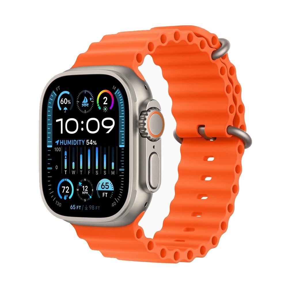 Apple Watch Ultra 2 49 mm Titanium Case Orange Ocean Band (One Size)