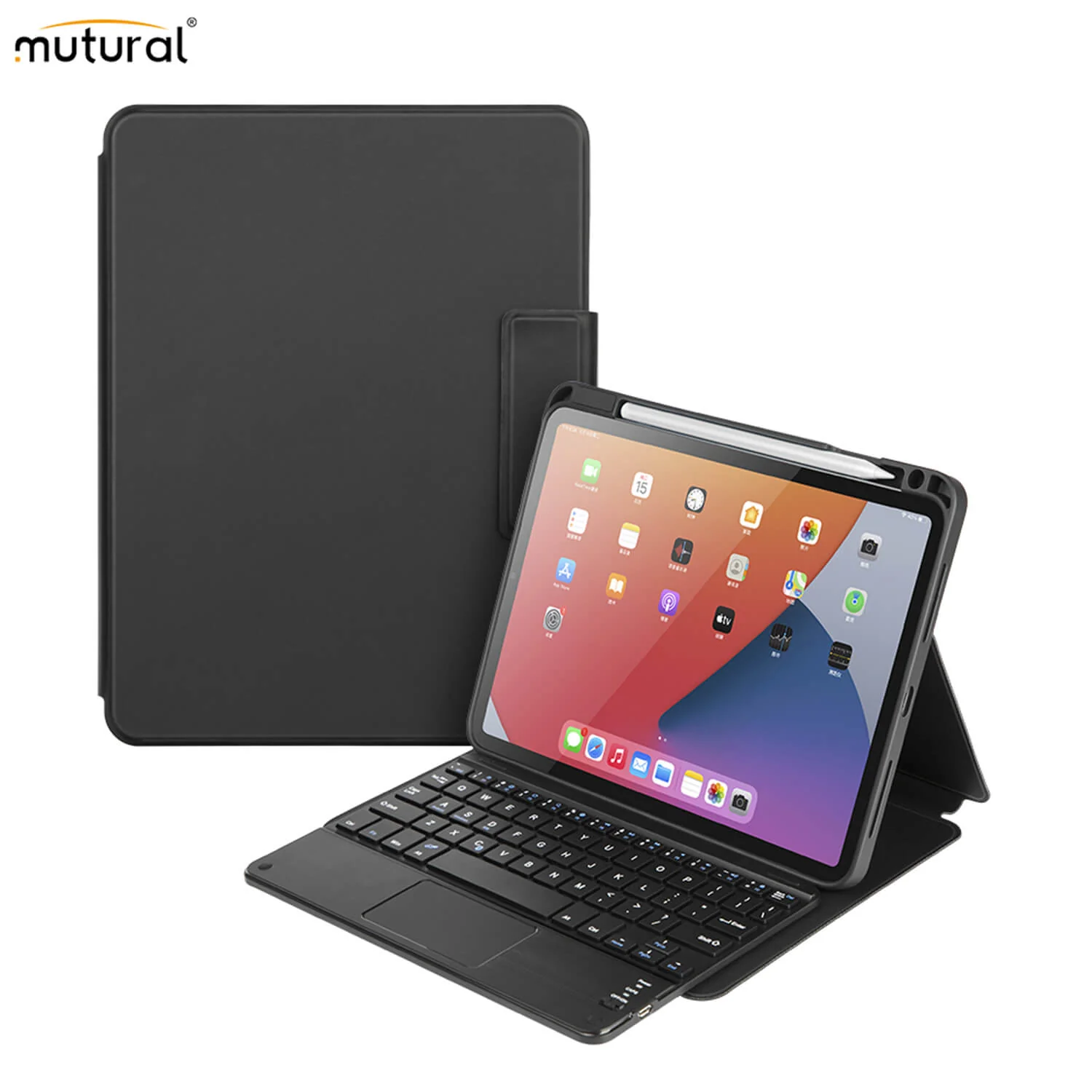 Чехол-клавиатура Mutural Magnetic Detachable Keyboard для Apple iPad 10 (10.9) 2022 русская раскладка (полиуретан с подставкой) (черный)