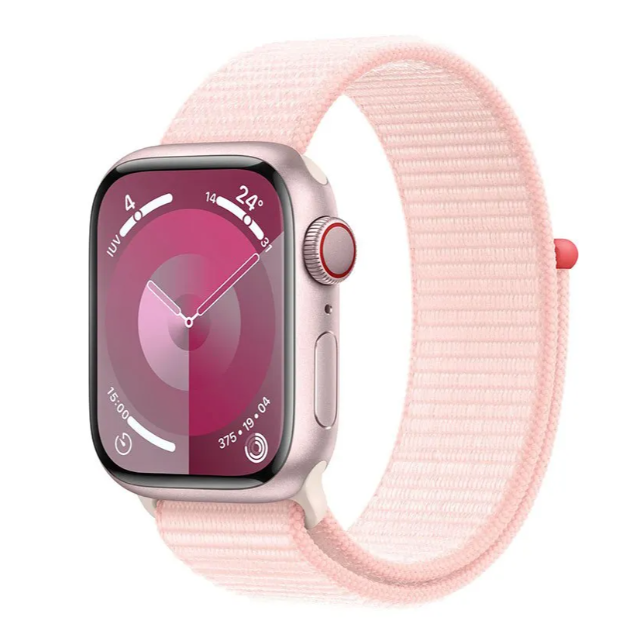 Apple Watch Series 9 41mm (GPS) Pink Aluminum Case with Light Pink Sport Loop (MR953)