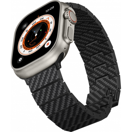 Ремешок PITAKA Modern для Apple Watch 38/40/41/42/44/45/49mm карбоновый (арамид) черно-серый