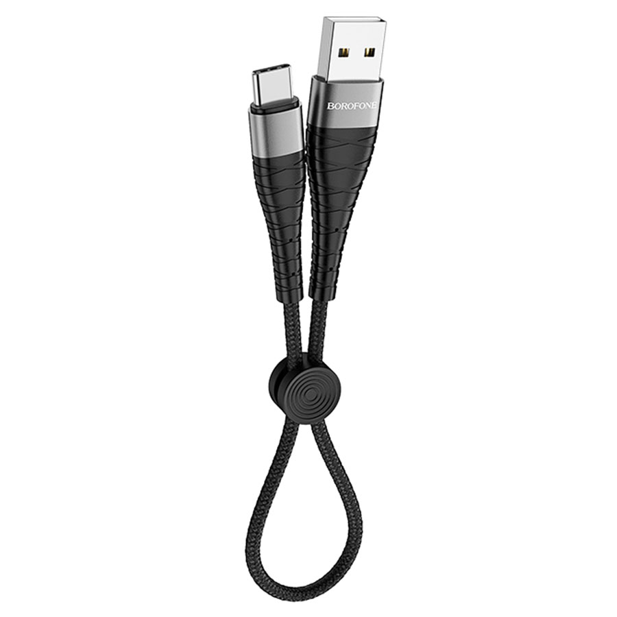 

Кабель Borofone BX32 3A (USB) на (Type-C) 25см нейлоновая оплетка (черный)