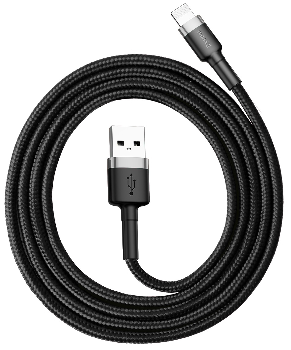 Кабель Baseus Cafule Cable (Special Edition) 2.4A (USB) на (Lightning) (CALKLF-GG1) 100см тканевая оплётка (черный)