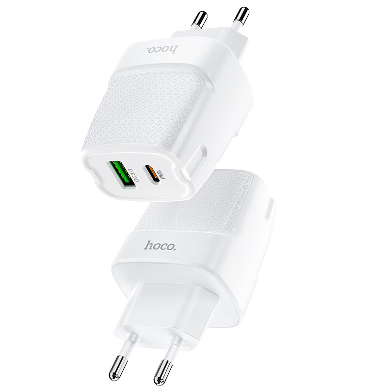 

Сетевое зарядное устройство Hoco (C85A) Quick Charger Dual Port Type-C/USB/PD20W/QC3.0 (белый)