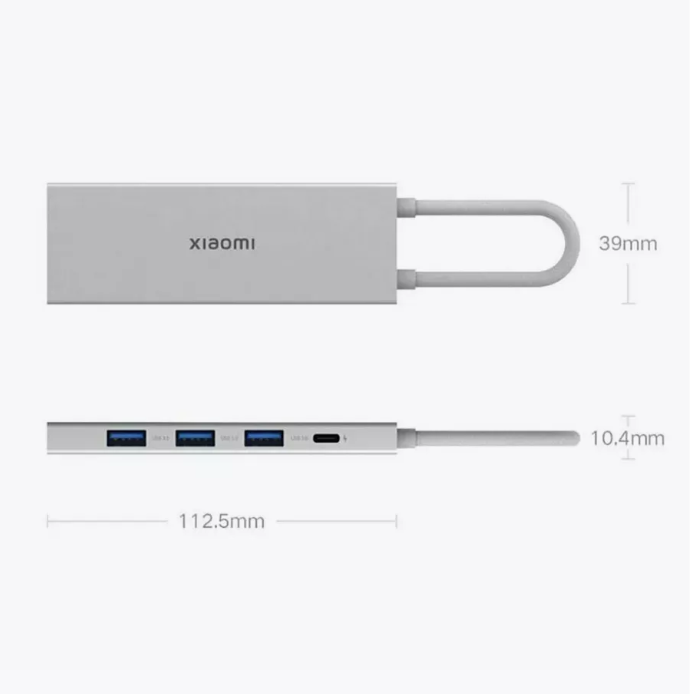 Адаптер Xiaomi Type-C 5 в 1 на 3хUSB 3.0/Type-C/HDMI (XMDS05YM) (Silver) Вид№4