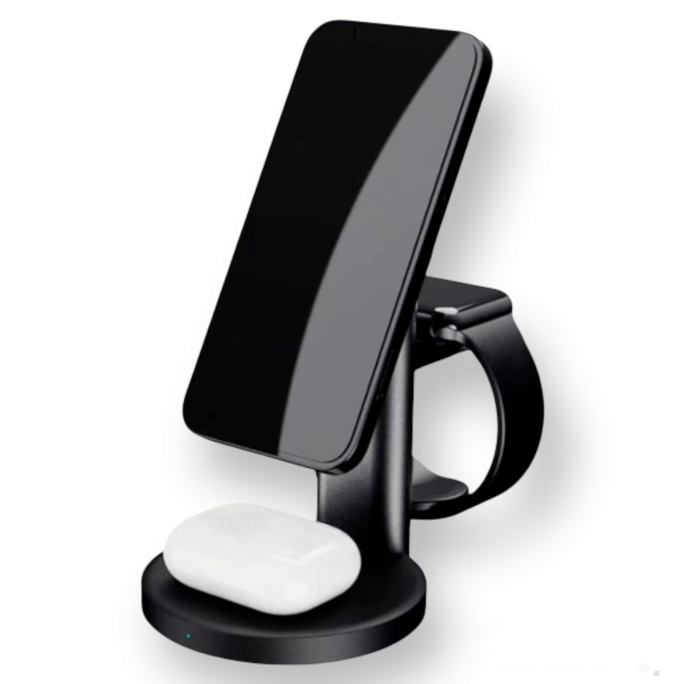 

Беспроводное зарядное устройство TOTU S36 Magnetic suction 3 в1 Wireless Charger для Apple Watch/iPhone/AirPods (черный)