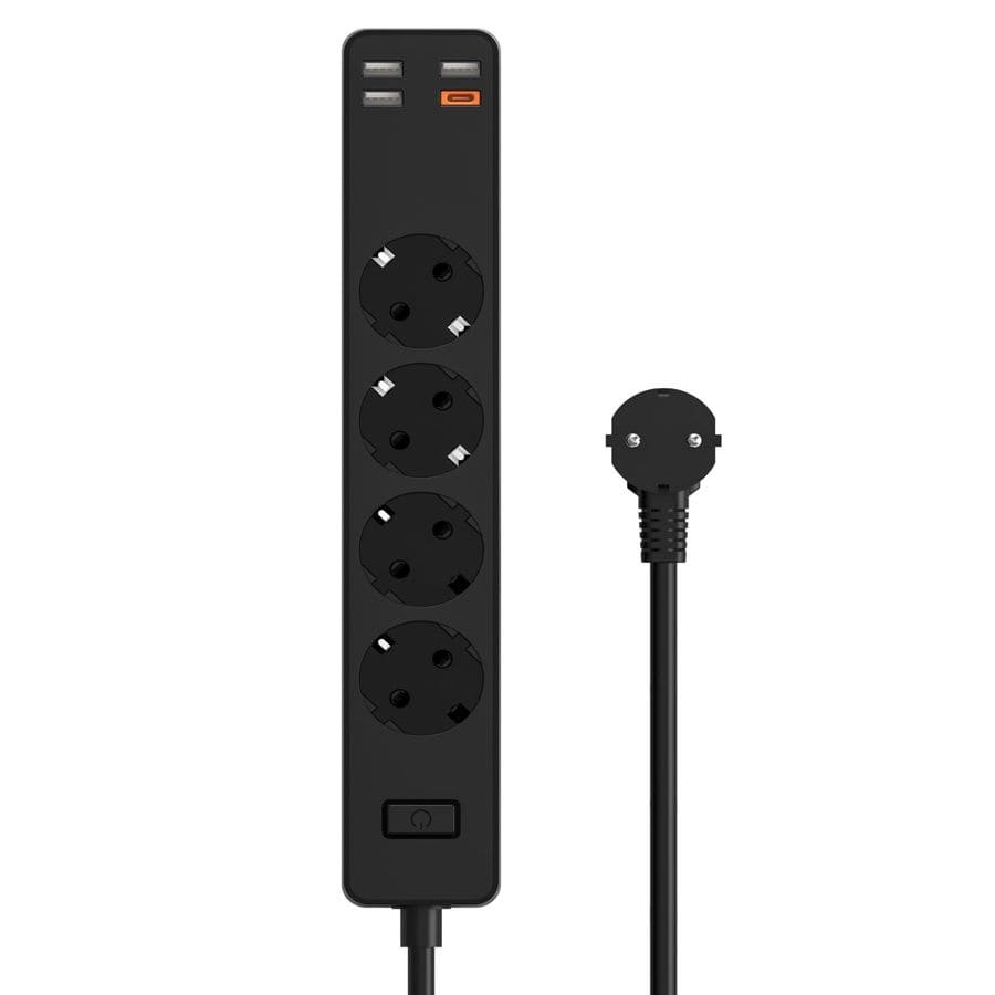 Сетевой фильтр-удлинитель WiWU PD20W Power Strip U01 EU (4 розетки/3xUSB 3.0/1xType-C) 160 см (черный)