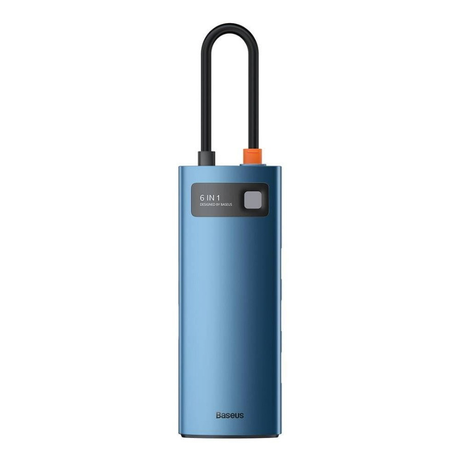 Адаптер Baseus 6 в 1 Metal Gleam Series Type-C HUB на USB3.0/PD/4K HD/RJ45 (Blue)