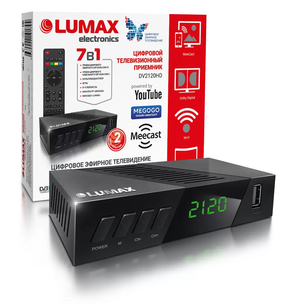 

Цифровая приставка Lumax (DV2120HD) DVB-T2/DVB-С (черный)