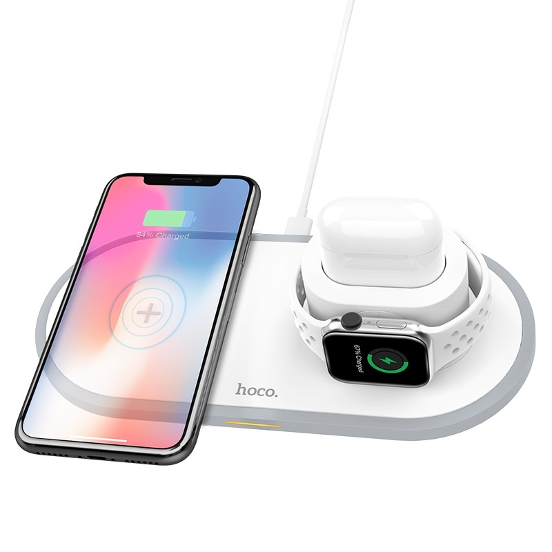 

Беспроводное зарядное устройство Hoco (CW21) 3 в1 Wireless Charger для смартфонов/Apple Watch/Airpods (белый)