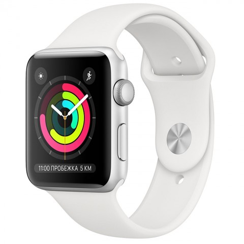 

Apple Watch Series 3 42mm (GPS) Silver Aluminum Case with White Sport Band (MTF22RU/A) [УЦЕНКА - Б/У]