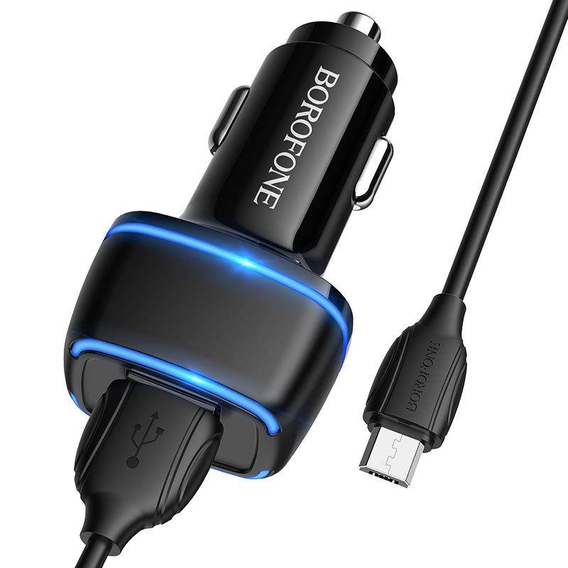 Автомобильное зарядное устройство Borofone BZ14 Max 2хUSB/кабель USB- Type-C 12W (черный) Вид№2