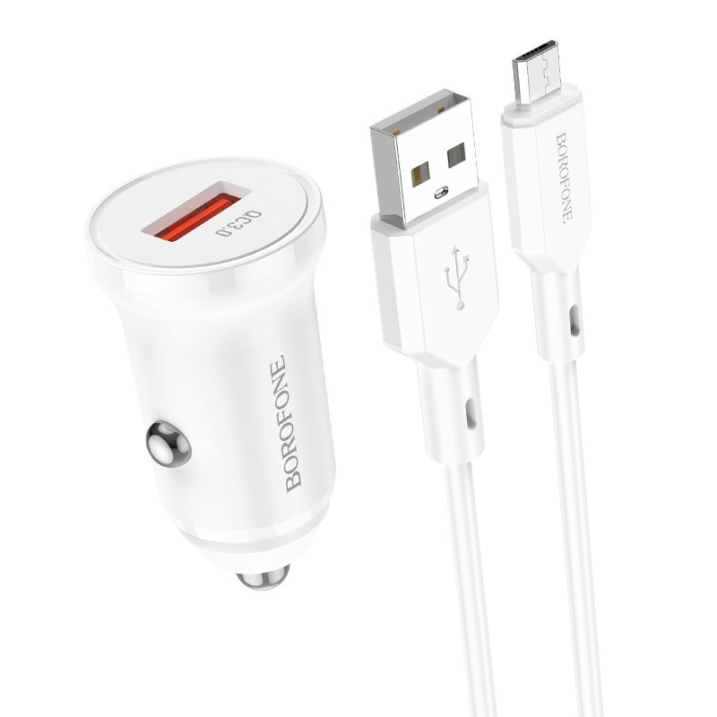 

Автомобильное зарядное устройство Borofone BZ18 USB/кабель USB- Micro-USB 18W (белый)