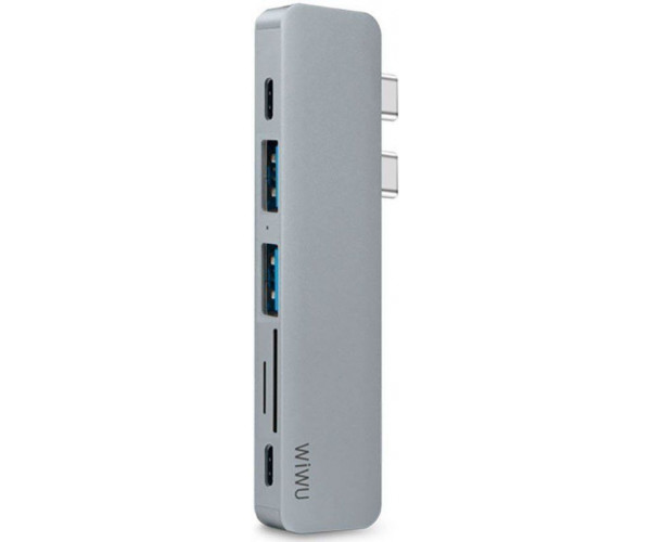 

Адаптер Wiwu T8 USB-C 7 в 1 на USB 2x3.0/2xType-C/SD/Micro SD/HDMI (Grey)