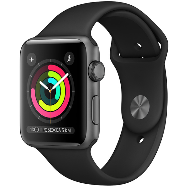

Apple Watch Series 3 42mm (GPS) Space Gray Aluminum Case with Black Sport Band (MTF32RU/A) [УЦЕНКА - Б/У]