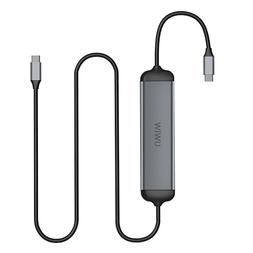 Адаптер Wiwu Alpha USB-C 5 в 1 на USB 3.0*2/HDMI/SD/Micro SD (521H) (Grey) Вид№2