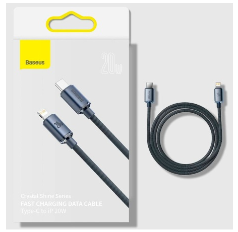 Кабель Baseus Data Cable Fast Charging 20W (Type-C) на (Lightning) (CAJY000201) 120см тканевая оплётка (черный)