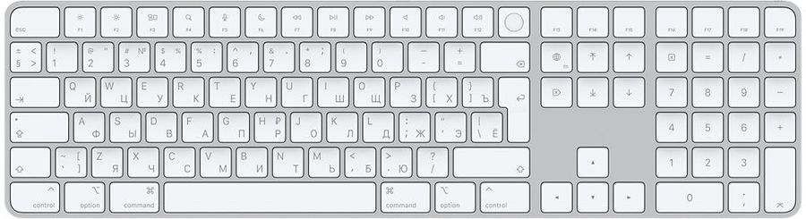 Беспроводная клавиатура Apple Magic Keyboard with Touch ID and Numeric Keypad русская (белый) (MK2C3)