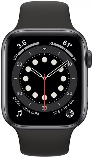 

Apple Watch Series 6 44mm (GPS) Space Gray Aluminum Case with Black Sport Band (M00H3RU/A)