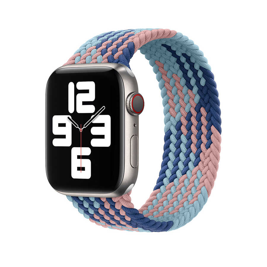 Ремешок WiWU Braided Solo Loop для Apple Watch 42/44mm S (130mm) нейлон (розовый/синий/голубой)