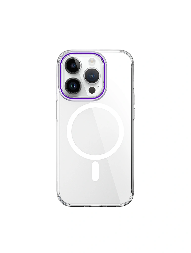 

Чехол-накладка Wiwu Magsafe (ZYS-013) для Apple iPhone 15 Pro Max пластиковый (прозрачный/фиолетовая рамка)