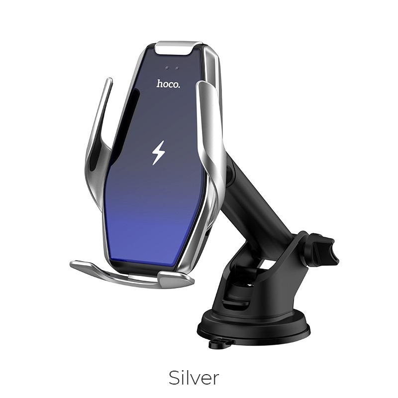 

Автомобильный держатель Hoco (S14) для смартфона Wireless Fast Charger пластик,стекло (серебряный)