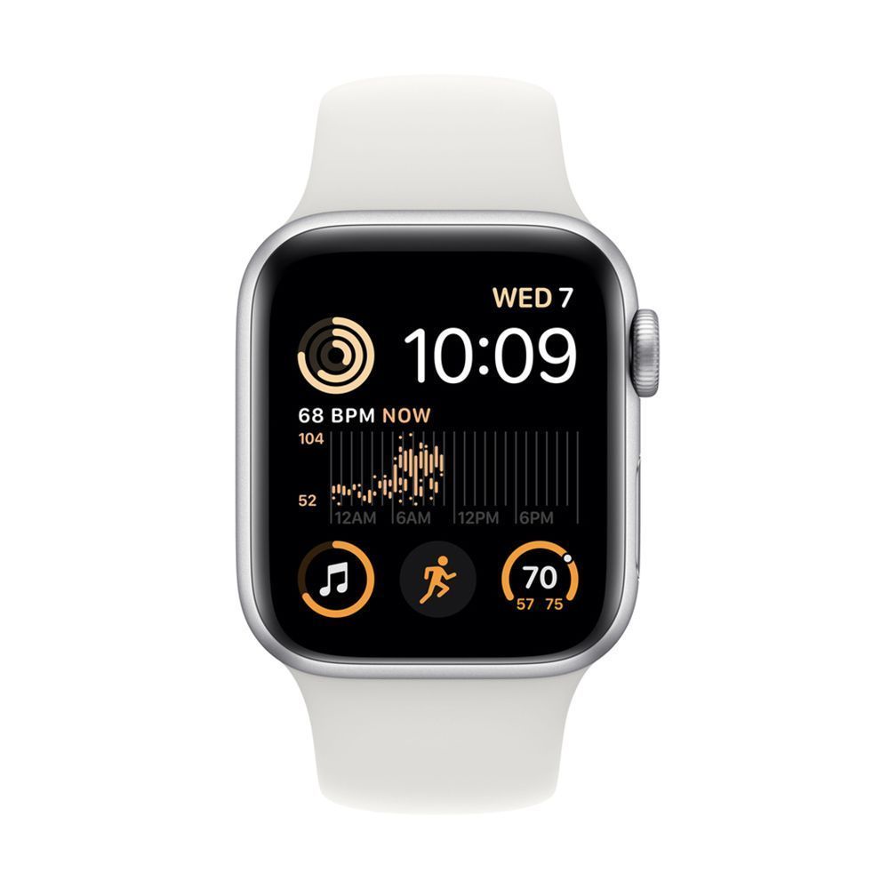 Apple Watch SE Gen 2 44mm (GPS) Silver Aluminum Case with White Sport Band (M/L) (MNTJ3) Вид№2