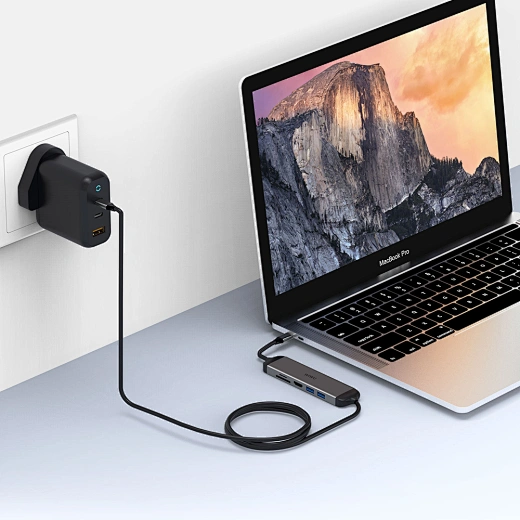 Адаптер Wiwu Alpha USB-C 5 в 1 на USB 3.0*2/HDMI/SD/Micro SD (521H) (Grey) Вид№3