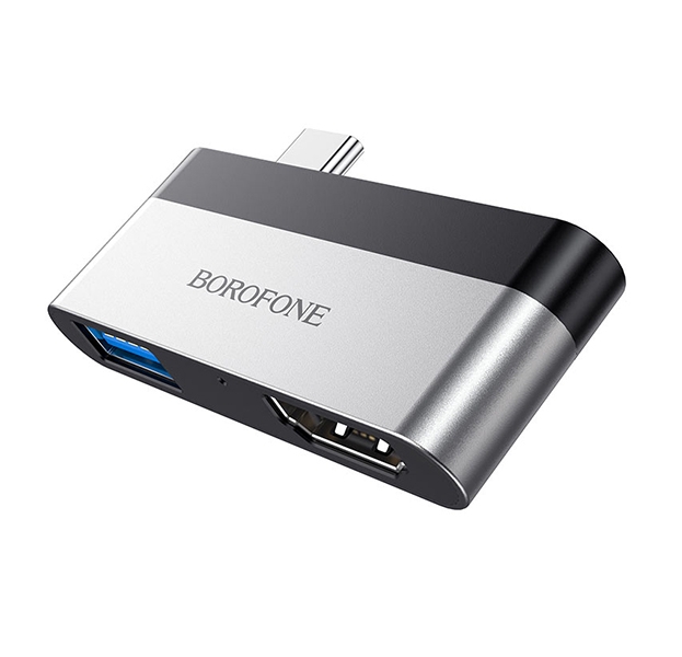 

Адаптер Borofone DH2 USB Type-C на USB 3.0 + HDMI (Silver/Black)