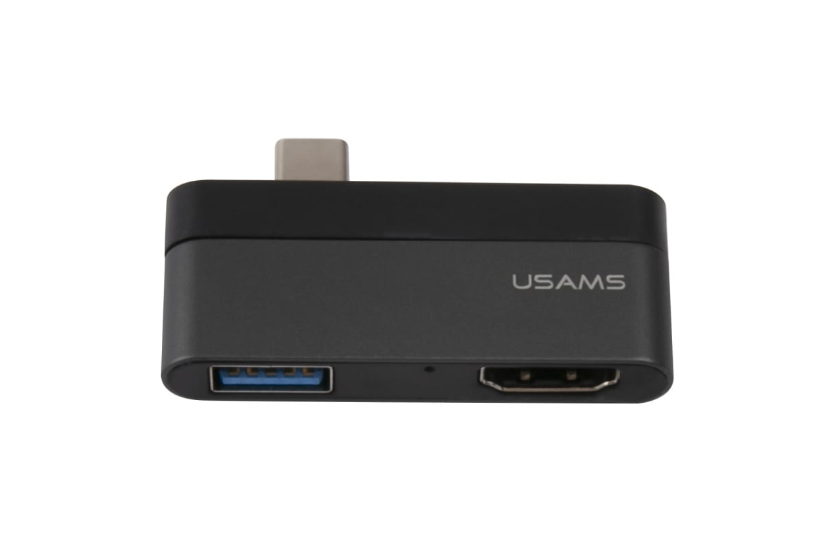 Адаптер USAMS US-SJ492 USB Type-C Mini HUB на Type-C + USB 3.0 + HDMI (Grey)