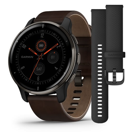 

Смарт-часы Garmin Venu 2 Plus Slate and Brown Leather Band (010-02496-15)
