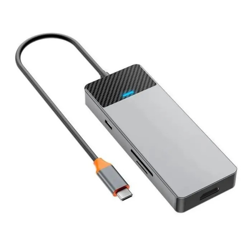 Адаптер WIWU Linker 7 в 1 USB-C HUB на USBx2/Type-C/HDMI/TF/SD (A721HD) (Grey) Вид№3