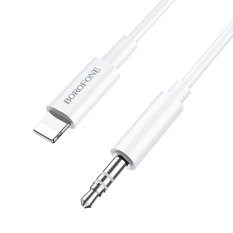 Кабель Borofone BL9 Digital audio (AUX 3.5mm) на (Lightning) 100см силиконовый (белый)