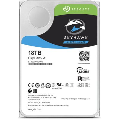 

Внутренний жесткий диск SEAGATE SkyHawk AI ST18000VE002, 18ТБ, HDD, SATA III, 3.5 (черный)