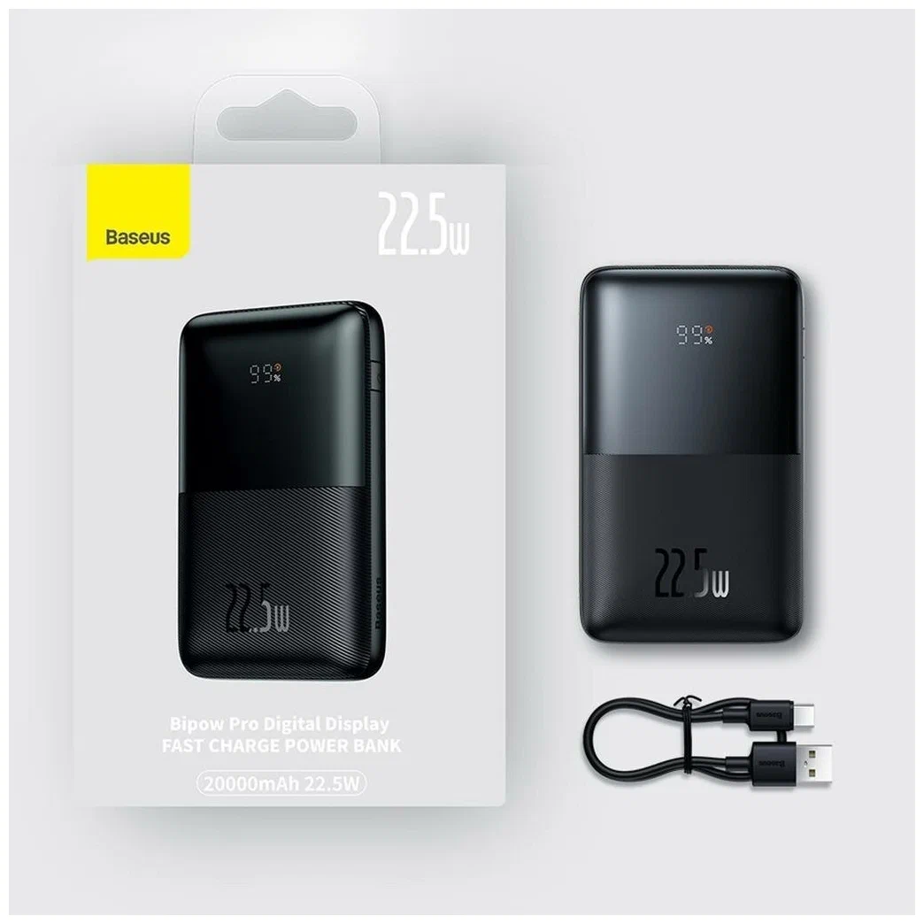 Внешний аккумулятор Baseus Bipow Digital Display Power bank 20000mAh 22.5W (черный) (PPBD2-2022)