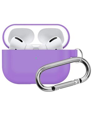 

Чехол Protective Case для AirPods силиконовый с карабином (светло-фиолетовый)