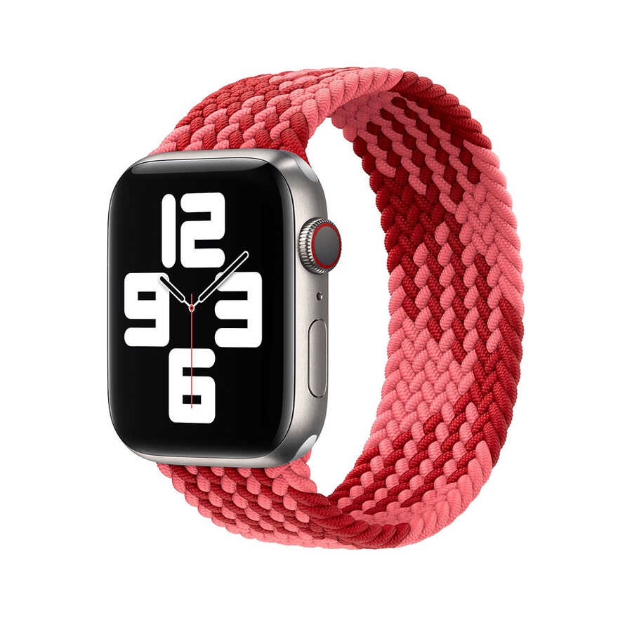 Ремешок WiWU Braided Solo Loop для Apple Watch 38/40mm L (155mm) нейлон (розовый/красный)