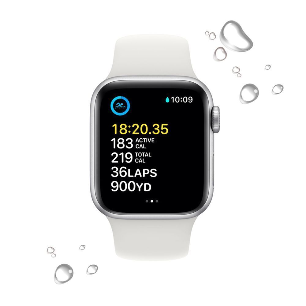 Apple Watch SE Gen 2 44mm (GPS) Silver Aluminum Case with White Sport Band (M/L) (MNTJ3) Вид№3