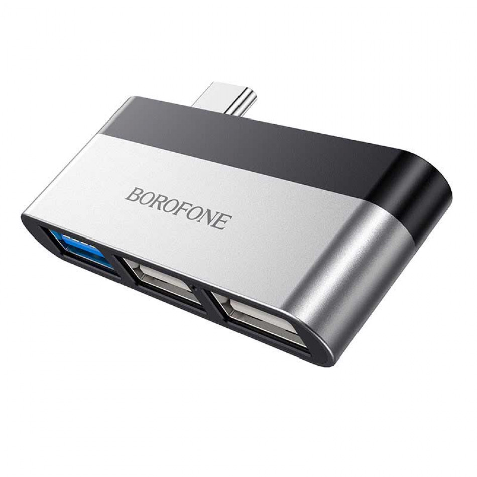 

Адаптер Borofone DH1 USB Type-C на USB 3.0 + USB 2.0 + USB 2.0 (Silver/Black)