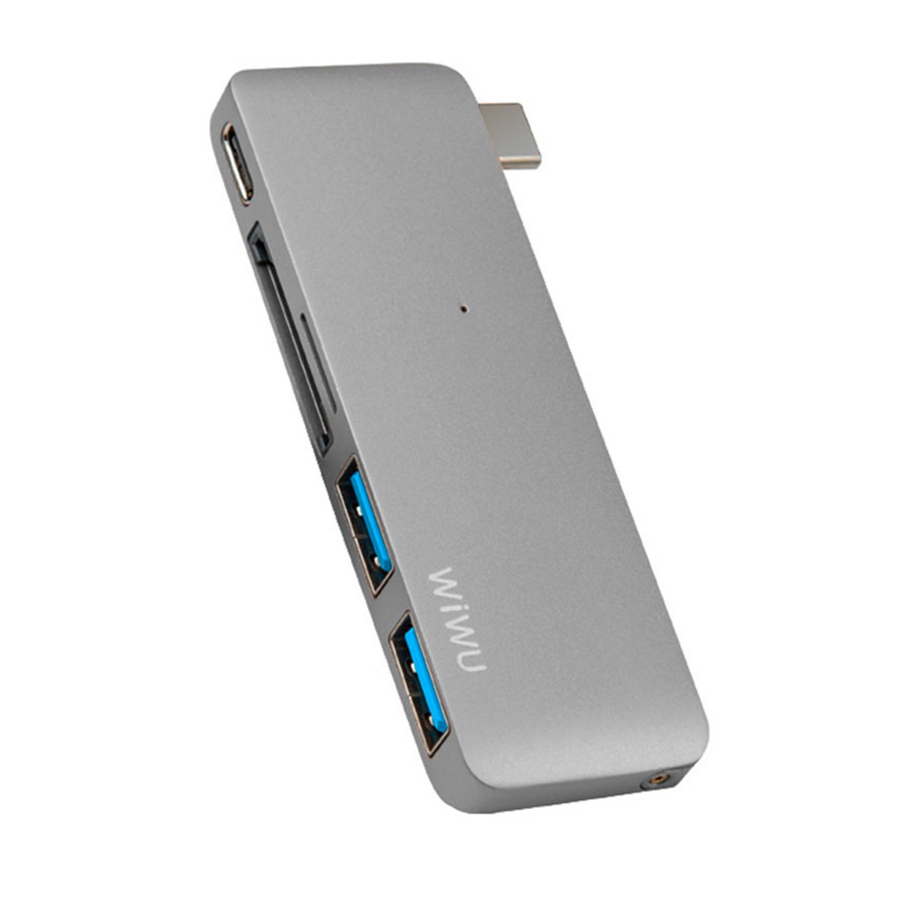 

Адаптер Wiwu T6 USB Type-C 5 в 1 на USB 3.0/Type-C/SD/Micro SD для Macbook Pro/Air 2016-2018 (Space Gray)