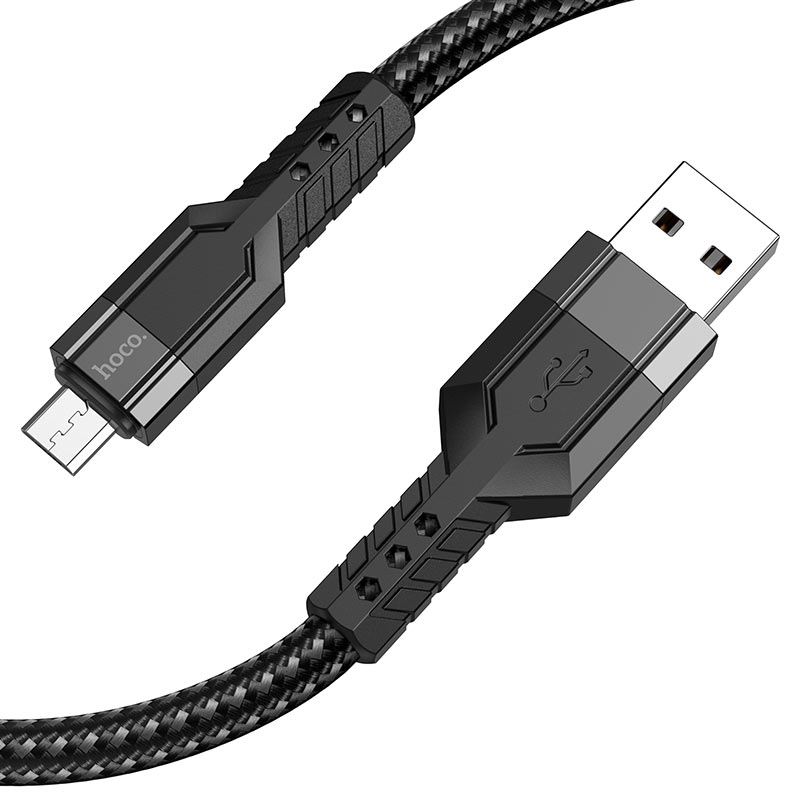 Кабель Hoco U110 Extra Durability 2.4A (USB) на (Lightning) 120см нейлон (черный)