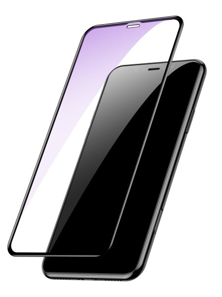 

Защитное стекло Baseus Full Coverage Curved Tempered Glass 0.3mm для Apple iPhone 11 Pro Max/Xs Max антибликовое цветное (черный)
