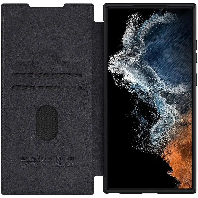 Чехол-книжка Nillkin Qin Prop Leather для Samsung Galaxy S23 Ultra экокожа (черный)