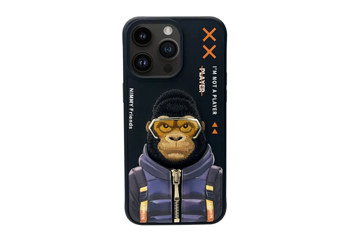 Чехол-накладка Nimmy Friends Cool Cute 2.0/Gorilla для Apple iPhone 16 Pro полиуретан (черный)