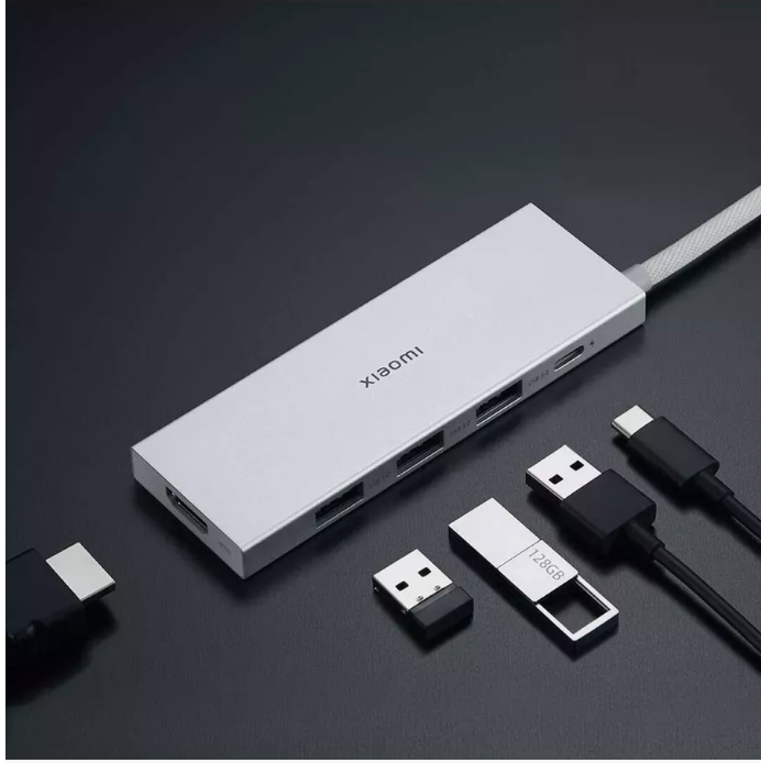 Адаптер Xiaomi Type-C 5 в 1 на 3хUSB 3.0/Type-C/HDMI (XMDS05YM) (Silver) Вид№3