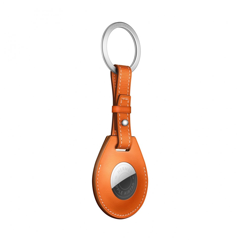 Брелок Wiwu Calfskin Key Ring для Apple AirTag кожаный (оранжевый) Вид№3