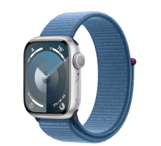 Apple Watch Series 9 41mm (GPS) Silver Aluminum Case with Winter Blue Sport Loop (MR923)