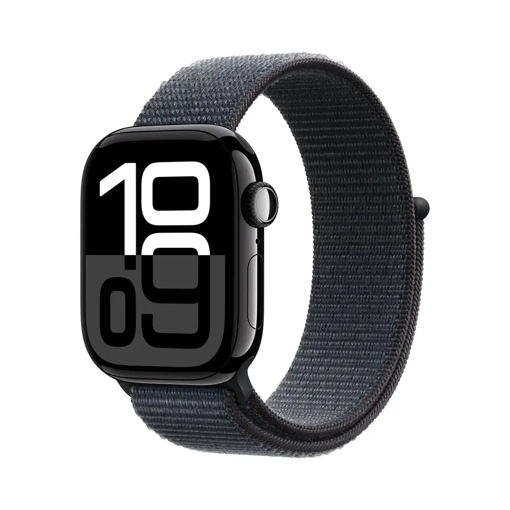 Apple Watch Series 10 46mm Jet Black Aluminum Case with Ink Sport Loop M L