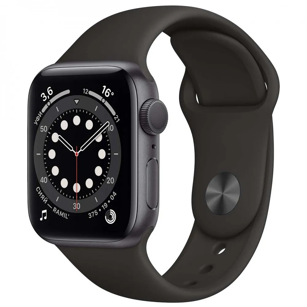 Apple Watch Series 6 40mm Space Gray Aluminum Case with Black Sport Band