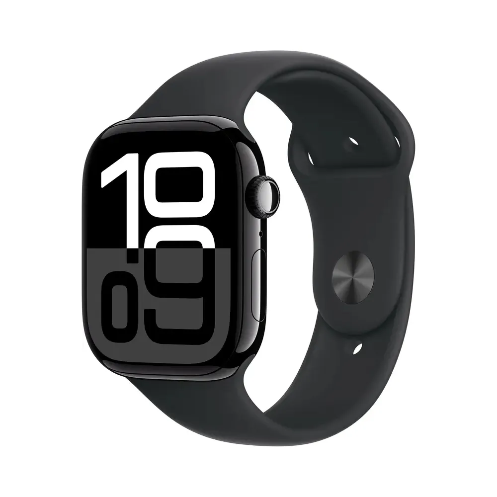 Apple Watch Series 10 GPS 46mm Jet Black Aluminium Case with Black Sport Band M L